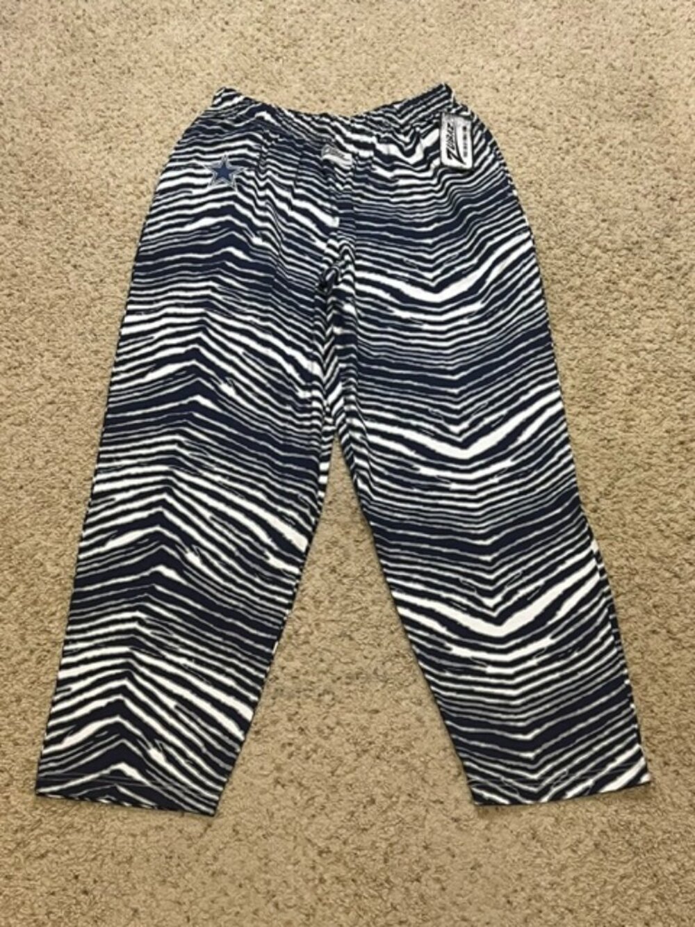 Dallas Cowboys Zubaz Men Blue Tiger Zebra Stripe Pants Size Large Brand New NWT